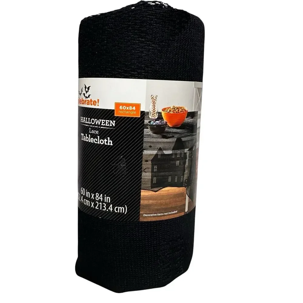 Way To Celebrate Halloween Rectangular Lace Tablecloth 60 x 84 inch Lot of 2 New